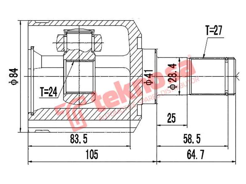 TEKNOSA FRONT LEFT - RIGHT INNER CV JOINT For KIA CARNIVAL 2.5 (K5)(24V 110KW) 00-04