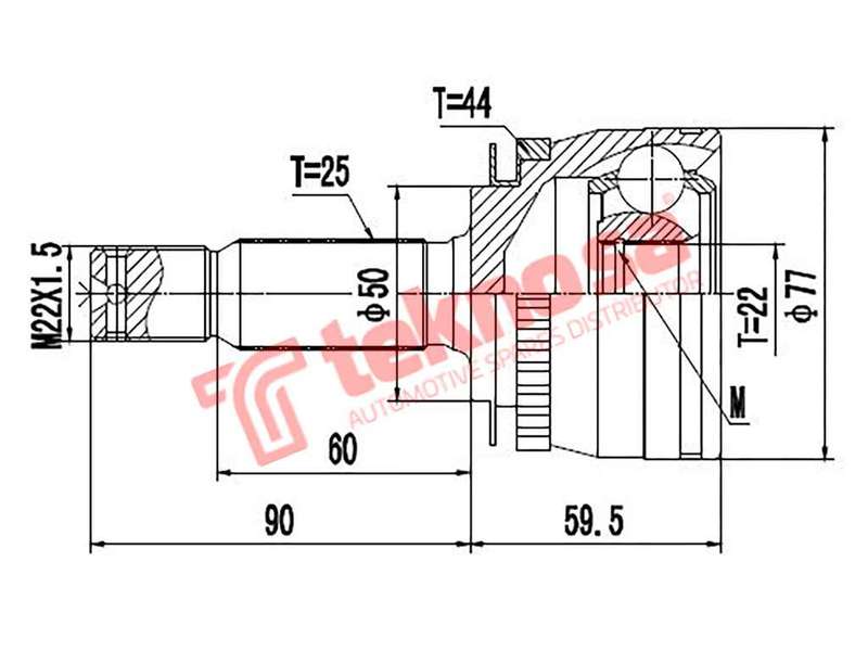 TEKNOSA FRONT LEFT - RIGHT OUTER CV JOINT For KIA CERATO [1] 1.6 (G4ED)(16V 77KW) 06-09
