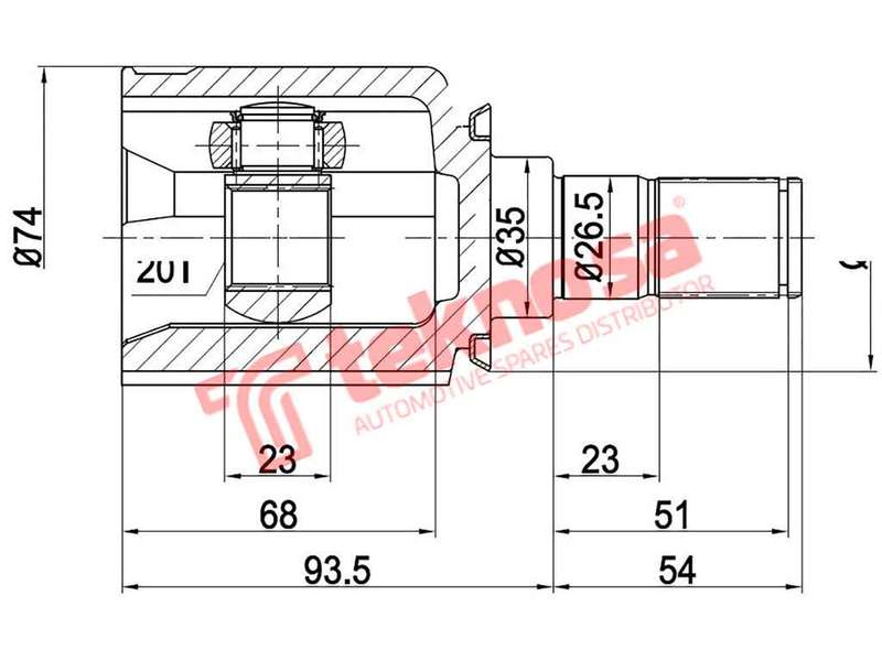 TEKNOSA FRONT LEFT - RIGHT INNER CV JOINT For KIA PICANTO [1] 1.1 (G4HG)(12V 48KW) 04-11
