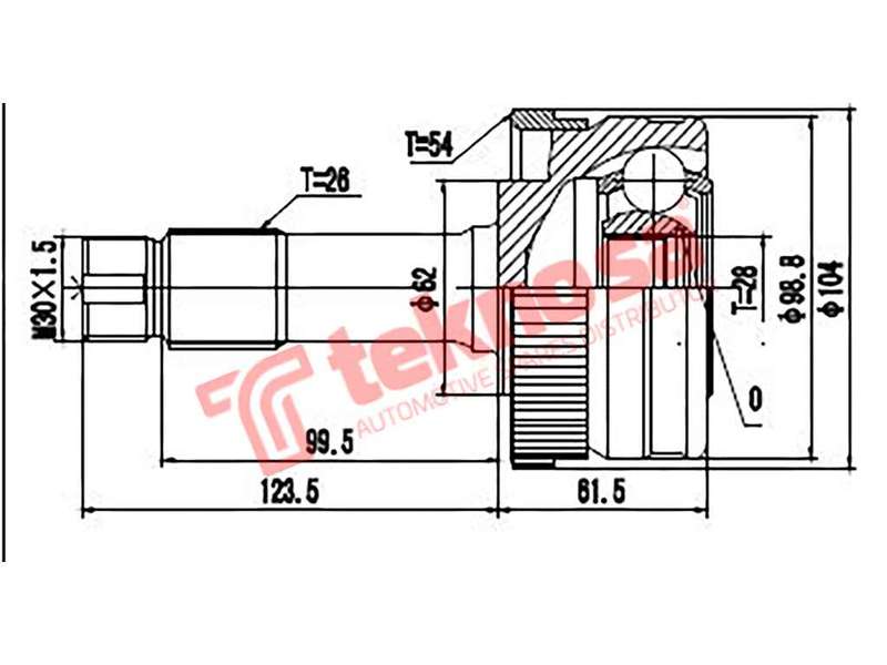 TEKNOSA FRONT LEFT - RIGHT OUTER CV JOINT For MERCEDES BENZ G-CLASS [W460] 230 GE (M102.981/987/9...