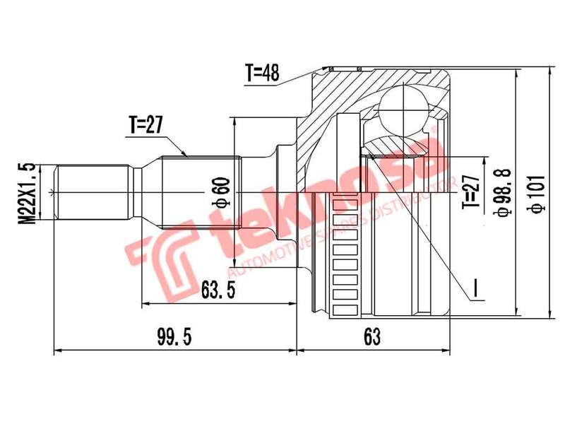 TEKNOSA FRONT LEFT - RIGHT OUTER CV JOINT For MERCEDES BENZ VITO [W638] 114CDI (M111.978)(16V 105...