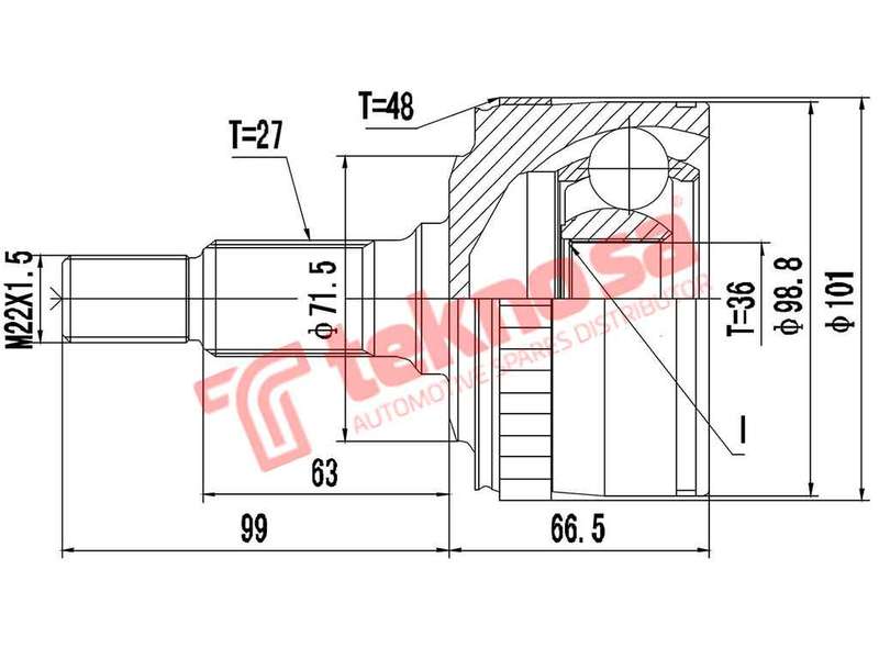 TEKNOSA FRONT LEFT - RIGHT OUTER CV JOINT For MERCEDES BENZ VITO [W638] 108CDI (OM611A)(16V 60KW)...