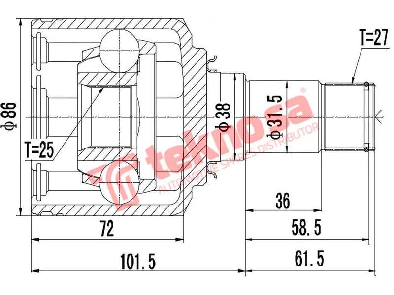 TEKNOSA FRONT LEFT - RIGHT INNER CV JOINT For MERCEDES BENZ B-CLASS [W245] B200 (M266.980)(8V 142...