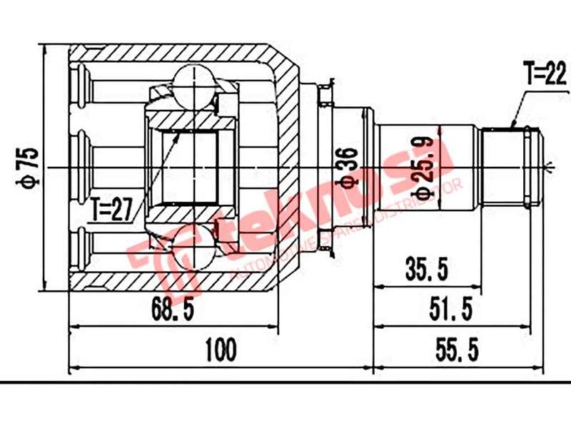 TEKNOSA FRONT LEFT - RIGHT INNER CV JOINT For MERCEDES BENZ A-CLASS [W169] A170 (M266.940)(8V 85K...