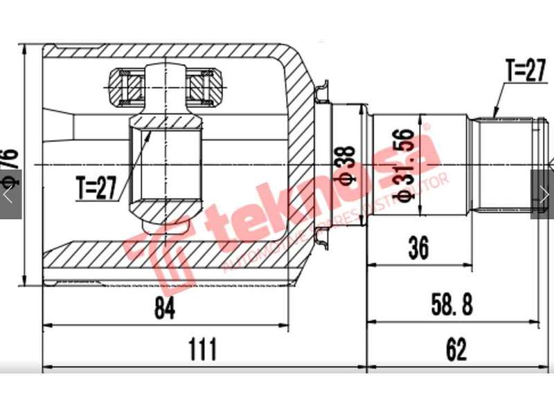 TEKNOSA FRONT LEFT - RIGHT INNER CV JOINT For MERCEDES BENZ A-CLASS [W169] A200 (M266.960)(8V 100...