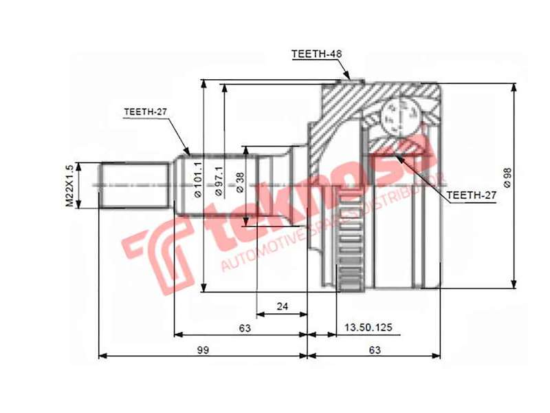 TEKNOSA FRONT LEFT - RIGHT OUTER CV JOINT For MERCEDES BENZ VITO [W638] 114CDI (M111.978)(16V 105...