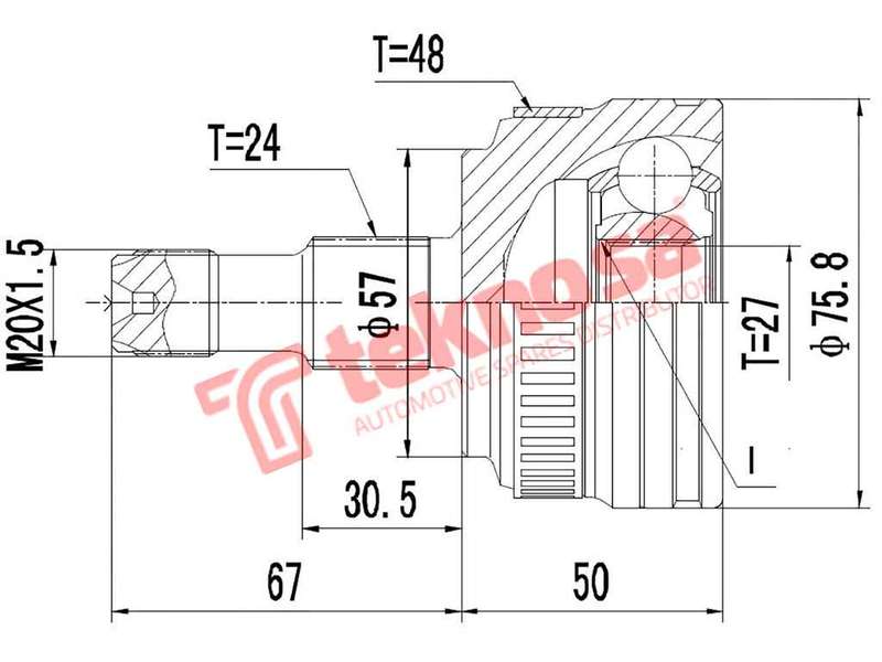 TEKNOSA FRONT LEFT - RIGHT OUTER CV JOINT For MERCEDES BENZ A-CLASS [W168] A170 (OM668.942)(16V 7...