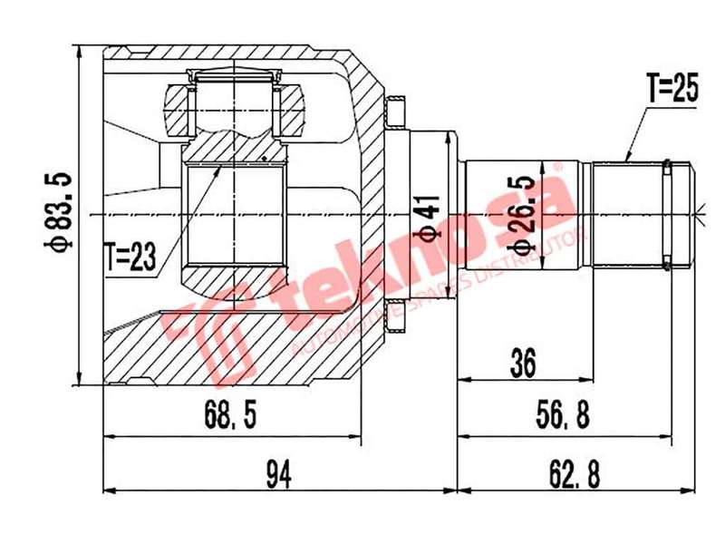 TEKNOSA FRONT LEFT - RIGHT INNER CV JOINT For HYUNDAI SONATA 2.0 (G4CP)(102KW) 96-99