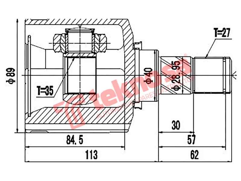 TEKNOSA FRONT LEFT INNER CV JOINT For MITSUBISHI OUTLANDER 2.4 (4B12)(16V 125KW) 08-14