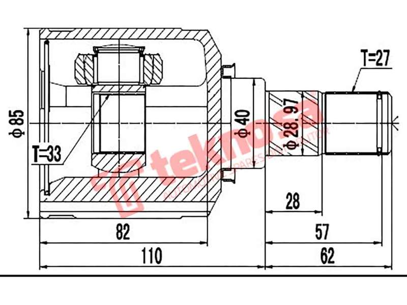 TEKNOSA FRONT LEFT INNER CV JOINT For JEEP COMPASS [2] 2.0 (ECN)(16V 115KW) 11-17