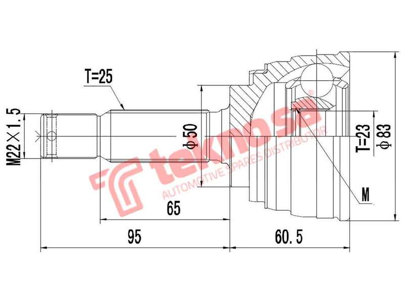 TEKNOSA FRONT LEFT - RIGHT OUTER CV JOINT For MITSUBISHI TREDIA 1.6 (4G32)(8V 57KW) 83-86