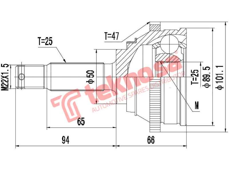 TEKNOSA FRONT LEFT - RIGHT OUTER CV JOINT For HYUNDAI ELANTRA [J1] 1.6 (G4CR)(16V 84KW) 93-95