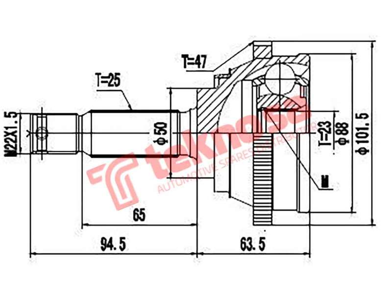 TEKNOSA FRONT LEFT - RIGHT OUTER CV JOINT For HYUNDAI ELANTRA [J1] 1.8 (G4CN)(16V 93KW) 94-95