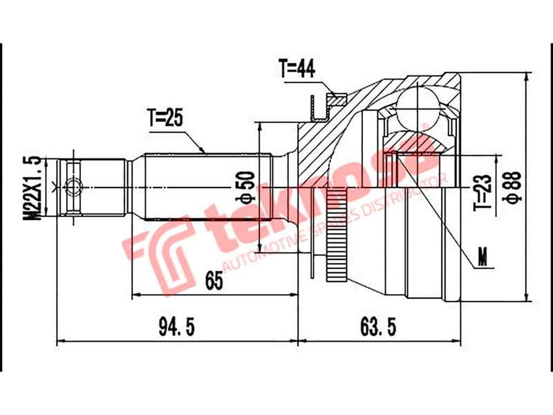 TEKNOSA FRONT LEFT - RIGHT OUTER CV JOINT For HYUNDAI ELANTRA [J1] 1.6 (G4CR)(16V 84KW) 93-95
