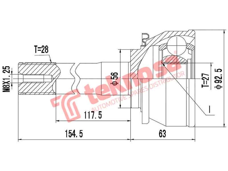 TEKNOSA FRONT LEFT - RIGHT OUTER CV JOINT For MITSUBISHI PAJERO [1] 2.5 (4D56T)(8V 73KW) 87-90