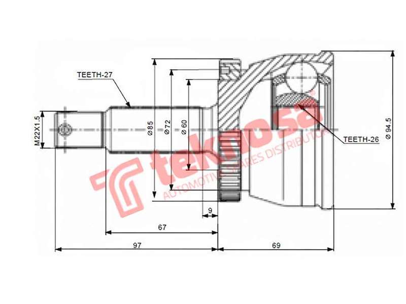OUTER CV JOINT - MI5930A (TEKNOSA)
