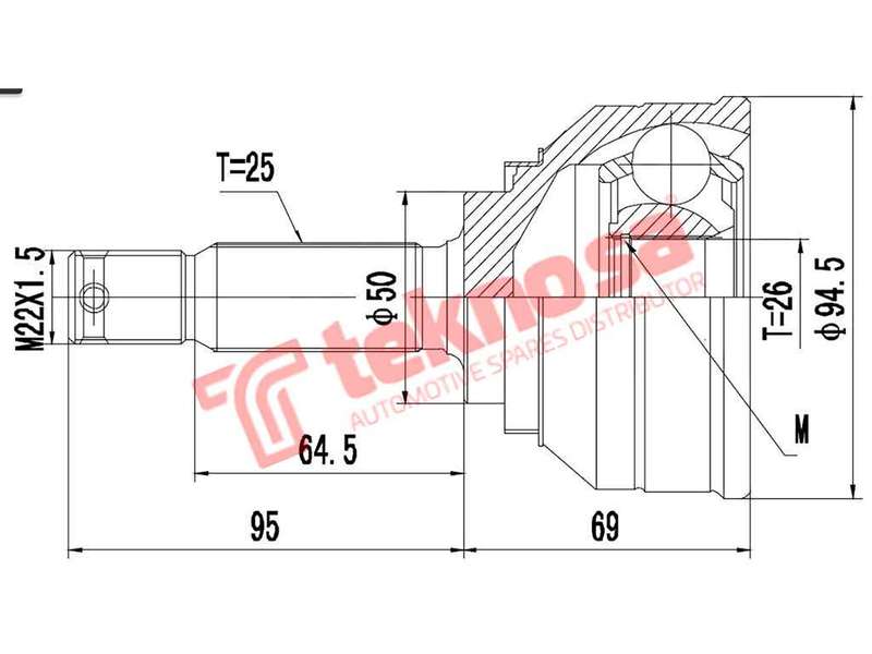 TEKNOSA FRONT LEFT - RIGHT OUTER CV JOINT For HYUNDAI TIBURON 2.7 (G6BA)(24V 130KW) 03-05