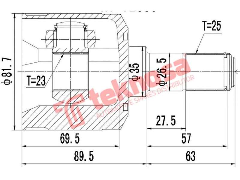 TEKNOSA FRONT LEFT - RIGHT INNER CV JOINT For HYUNDAI ELANTRA [J3] 1.6 (G4ED)(16V 79KW) 01-05