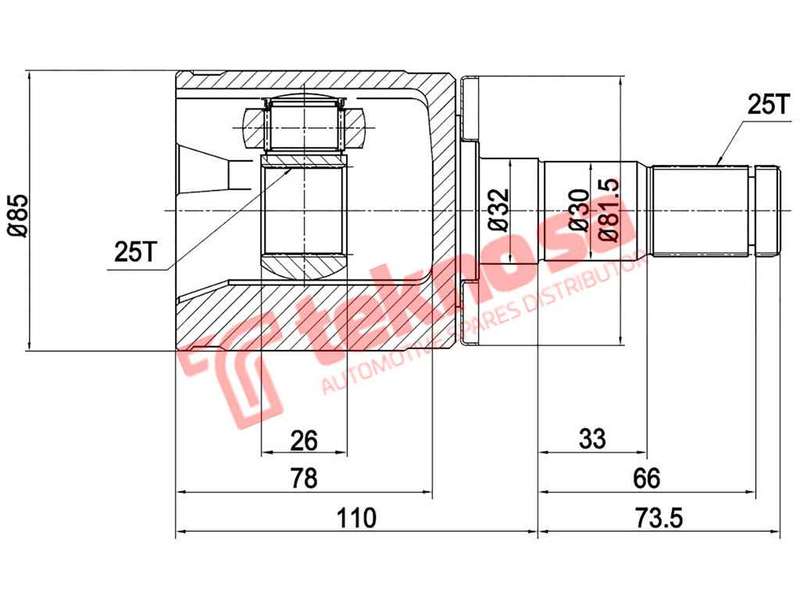 TEKNOSA FRONT LEFT - RIGHT INNER CV JOINT For MITSUBISHI L300 2400 (G64B)(8V 80KW) 86-88