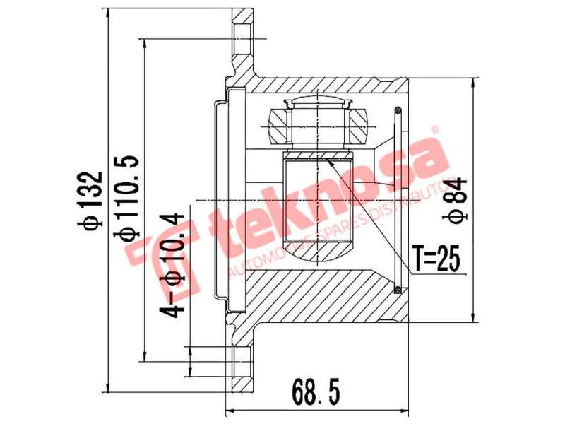 TEKNOSA FRONT LEFT - RIGHT INNER CV JOINT For MITSUBISHI L300 2400 (G64B)(8V 80KW) 86-88