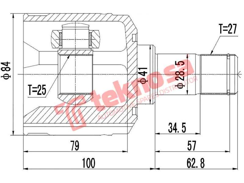 TEKNOSA FRONT LEFT - RIGHT INNER CV JOINT For HYUNDAI SONATA [3] 2.0 (G4JP-G G4CP)(16V 100KW) 98-02