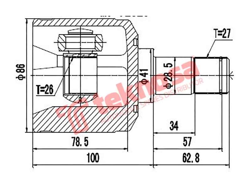 TEKNOSA FRONT LEFT - RIGHT INNER CV JOINT For HYUNDAI SONATA 2.0 (G4CP)(102KW) 96-99