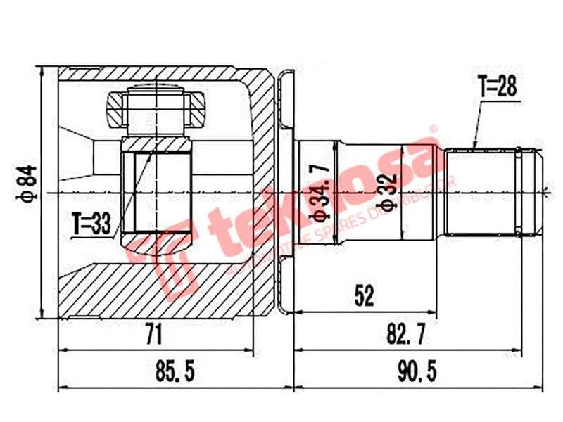 TEKNOSA FRONT LEFT - RIGHT INNER CV JOINT For MITSUBISHI PAJERO [2] 1.6 IO (4G18)(16V 75KW) 98-02
