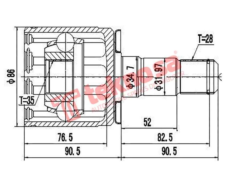 TEKNOSA FRONT LEFT - RIGHT INNER CV JOINT For HYUNDAI TERRACAN 3.5 (G6CU)(24V 152KW) 03-08