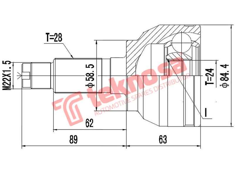 TEKNOSA FRONT LEFT - RIGHT OUTER CV JOINT For KIA CARENS [3] 2.0 (G4KA)(16V 106KW) 07-09