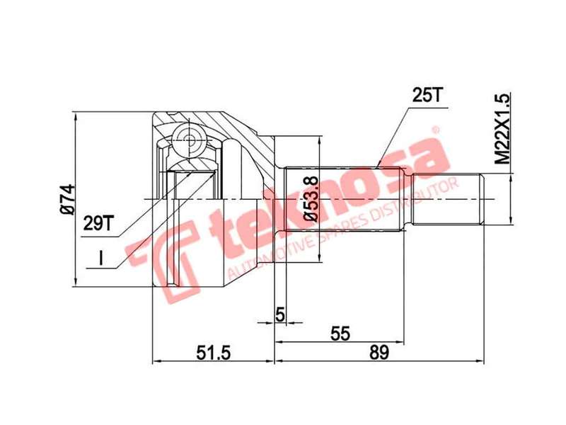 TEKNOSA FRONT LEFT - RIGHT OUTER CV JOINT For MAZDA 2 [1] 1.3 (ZJ-VE)(16V 62KW) 07-08