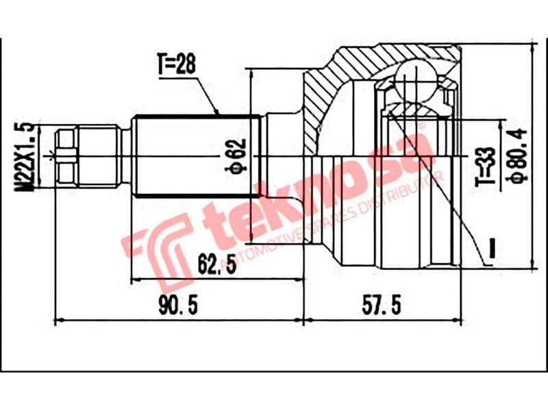 TEKNOSA FRONT LEFT - RIGHT OUTER CV JOINT For MAZDA 6 [2] 2.0 MZR (LF17)(16V 108KW) 08-20