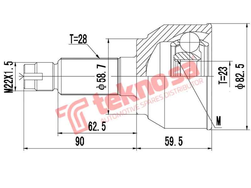 TEKNOSA FRONT LEFT - RIGHT OUTER CV JOINT For MAZDA 5 [2] 2.0 (LF5H)(16V 110KW) 09-20