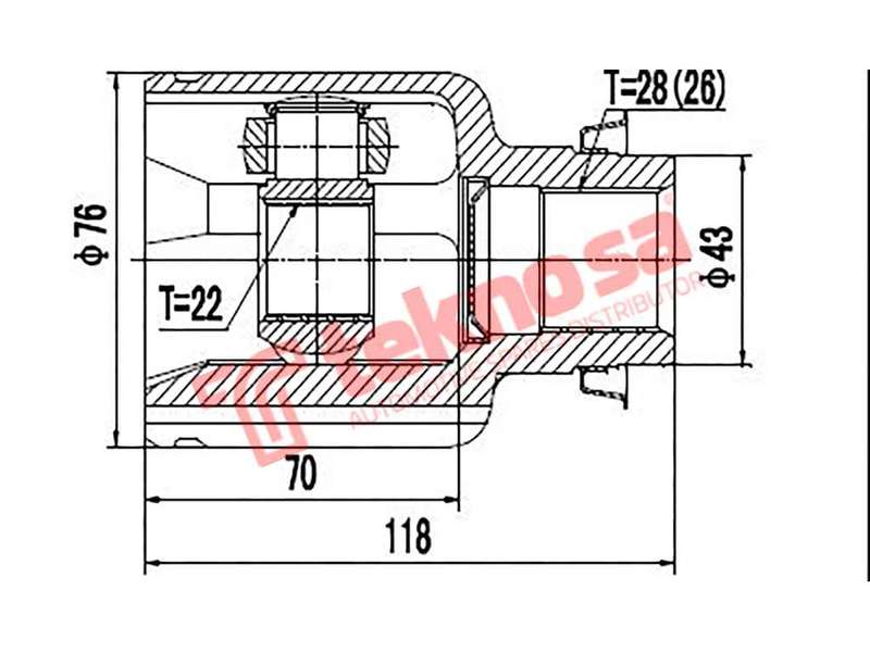 TEKNOSA FRONT LEFT - RIGHT INNER CV JOINT For MAZDA ETUDE 160I (ZMD)(16V 79KW) 00-04