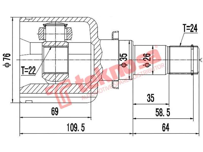 TEKNOSA FRONT LEFT - RIGHT INNER CV JOINT For MAZDA 3 [1] 1.6 (B6ZE Z6)(16V 77KW) 04-18