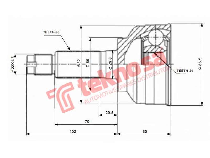 OUTER CV JOINT - MZ5721A (TEKNOSA)