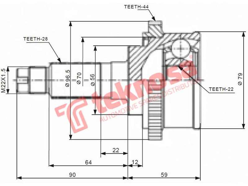OUTER CV JOINT - MZ5726A (TEKNOSA)