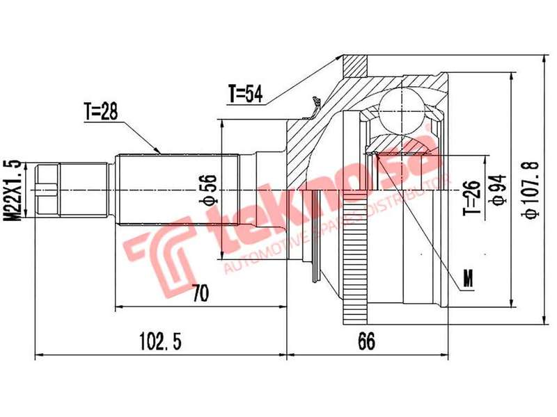 TEKNOSA FRONT LEFT - RIGHT OUTER CV JOINT For KIA CARNIVAL 2.9 CRDI (J3TCI)(16V 106KW) 02-04