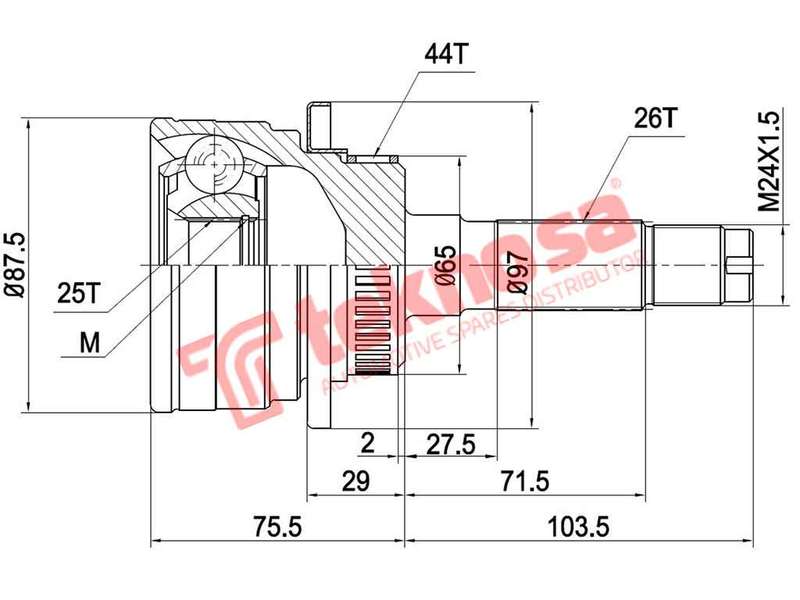 TEKNOSA FRONT LEFT - RIGHT OUTER CV JOINT For MAZDA B2200 (F2)(12V 77KW) 91-99
