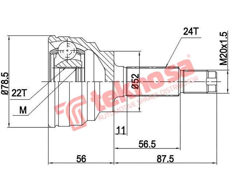 TEKNOSA FRONT LEFT - RIGHT OUTER CV JOINT For FORD METEOR 1.4 (CVH-FUA)(8V 54KW) 89-92