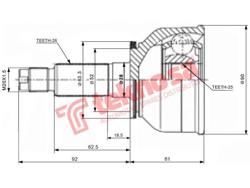 OUTER CV JOINT - MZ5911 (TEKNOSA)