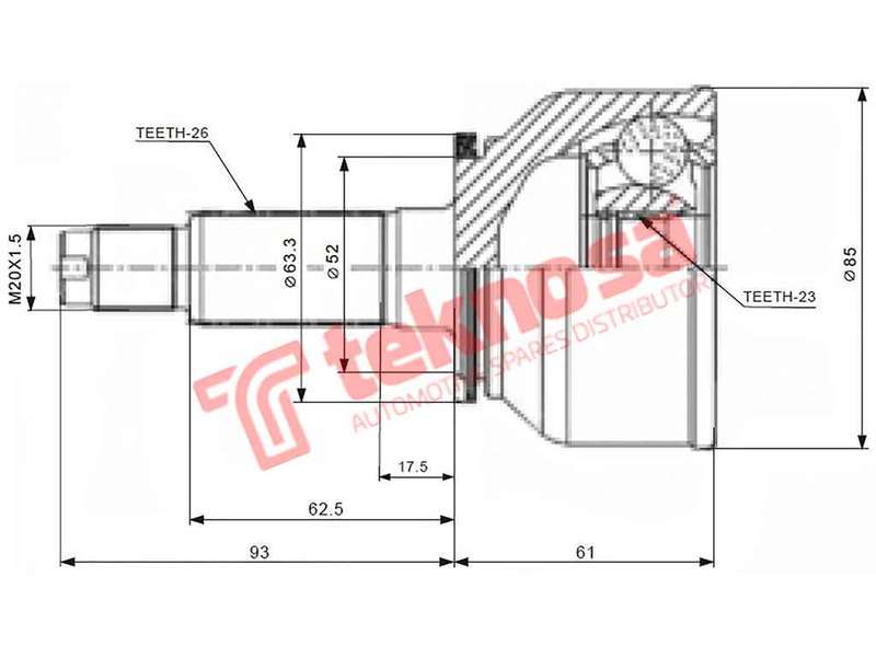 OUTER CV JOINT - MZ5912 (TEKNOSA)