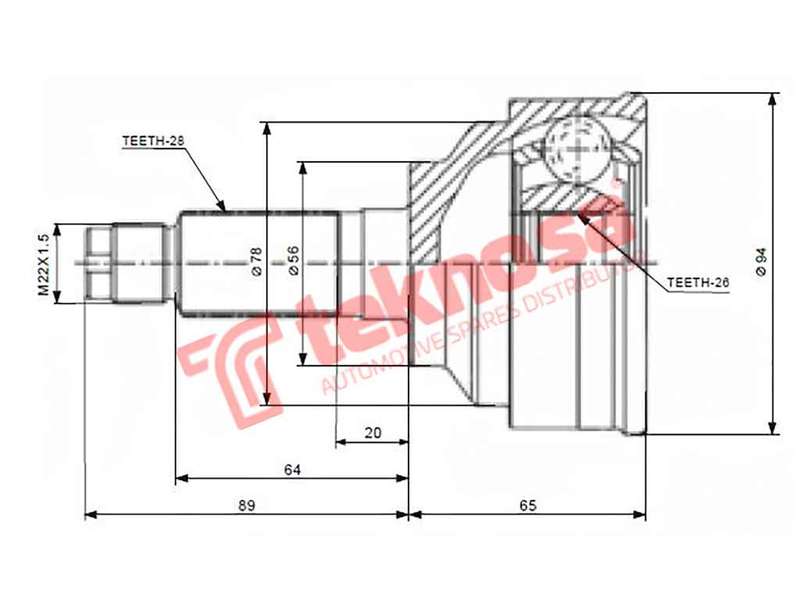 OUTER CV JOINT - MZ5920 (TEKNOSA)