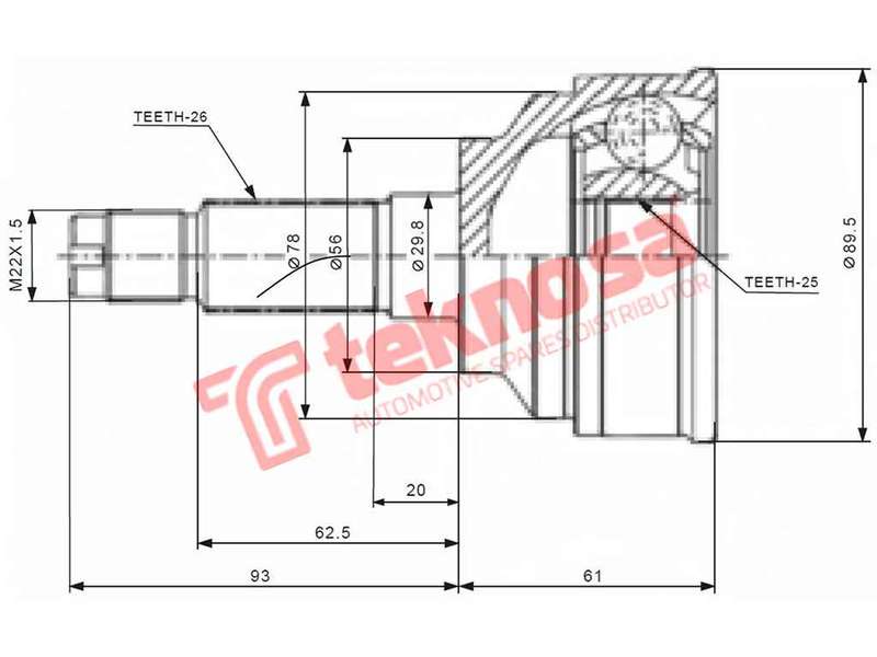 OUTER CV JOINT - MZ5923 (TEKNOSA)