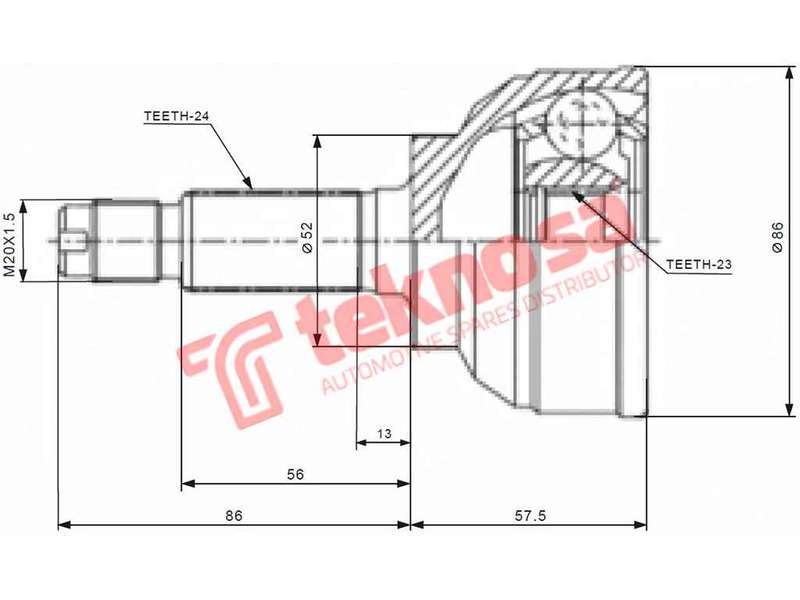 TEKNOSA FRONT LEFT - RIGHT OUTER CV JOINT For FORD LASER 1.8 (BP)(16V 92KW) 90-94