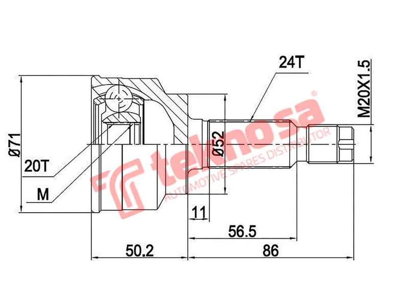 TEKNOSA FRONT LEFT - RIGHT OUTER CV JOINT For KIA PICANTO [1] 1.1 (G4HG)(12V 48KW) 04-11