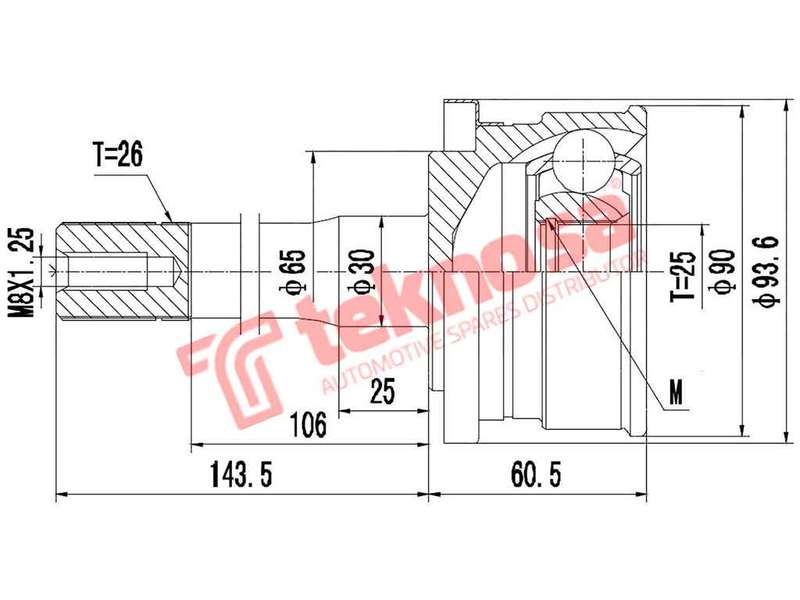 TEKNOSA FRONT LEFT - RIGHT OUTER CV JOINT For FORD COURIER 2500 TD (WL-T)(12V 80KW) 97-00