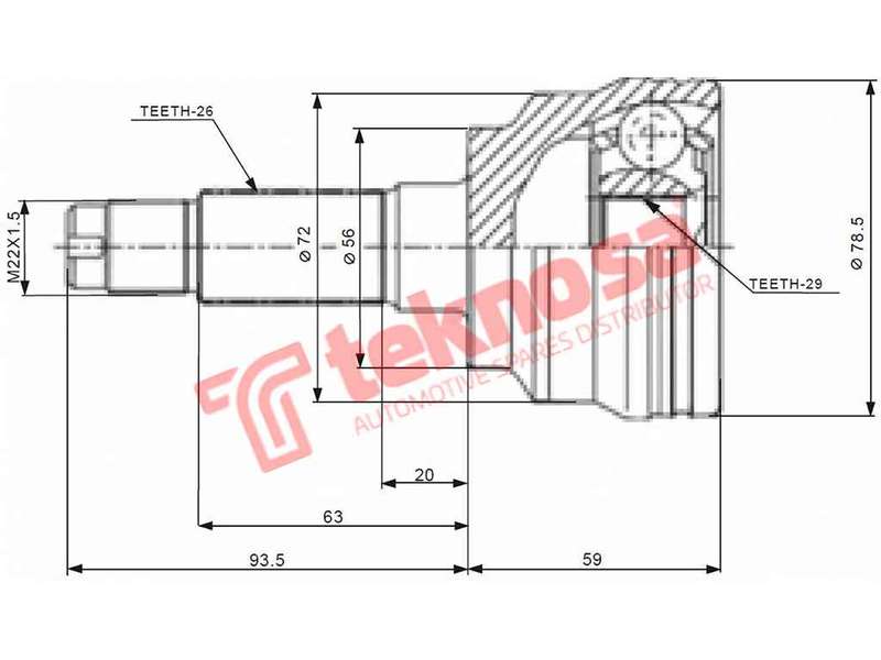 OUTER CV JOINT - MZ5946 (TEKNOSA)