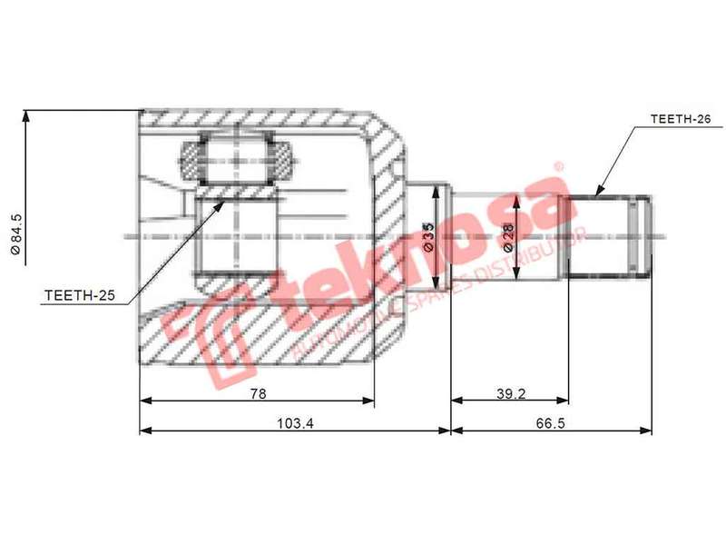 TEKNOSA FRONT LEFT - RIGHT INNER CV JOINT For MAZDA 323 2.0 (FE-12V)(12V 76KW) 89-91