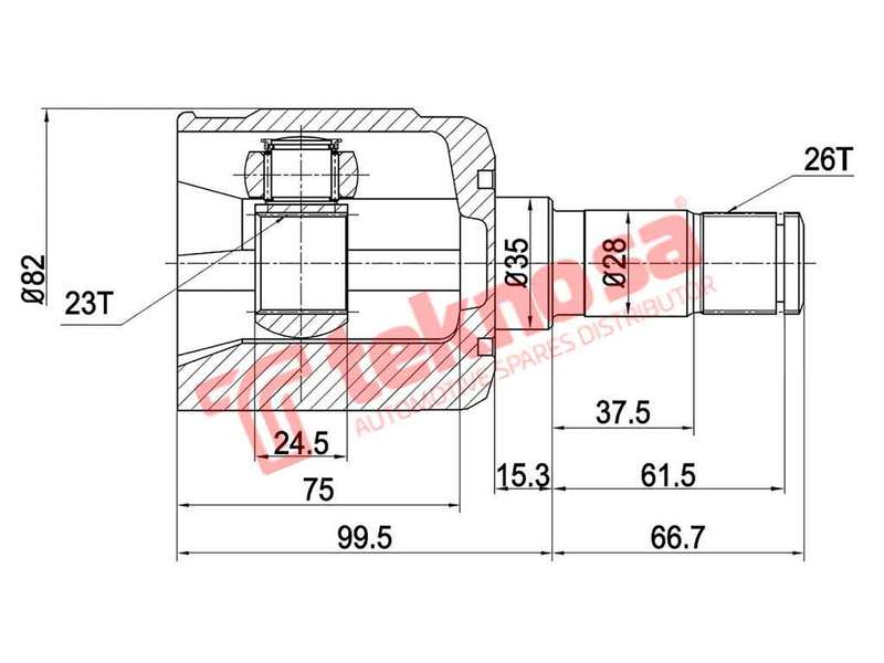 TEKNOSA FRONT LEFT - RIGHT INNER CV JOINT For MAZDA 626 [1] 1.6 (F6)(8V 60KW) 83-89