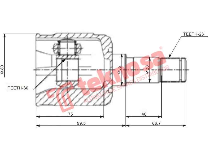 TEKNOSA FRONT LEFT - RIGHT INNER CV JOINT For MAZDA 323 1.8I (BP)(16V 84KW) 94-95